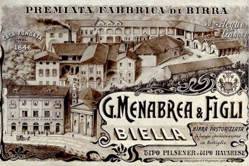 Menabrea. Il birrificio raffigurato in un antico manifesto.